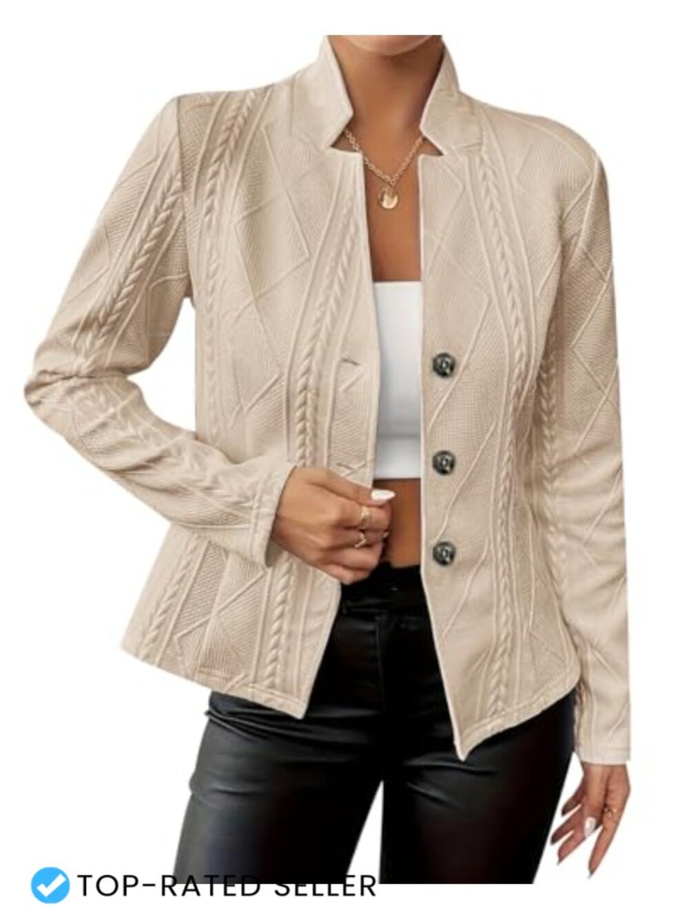 MINTLIMIT Women's Long Sleeve Button Down Textured Blazer Business Casual
